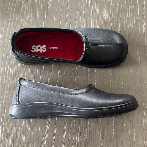 SAS Women’s Black Soft Leather Comfort Dress Shoes Flats Made in USA Size 5M - Picture 1 of 12